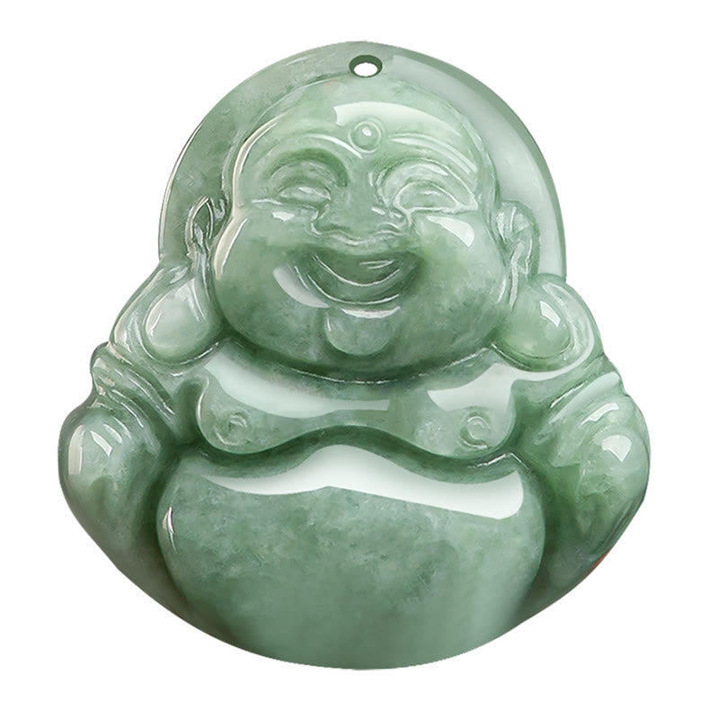 Collier Bouddha rieur en jade vert pour la chance et l'abondance