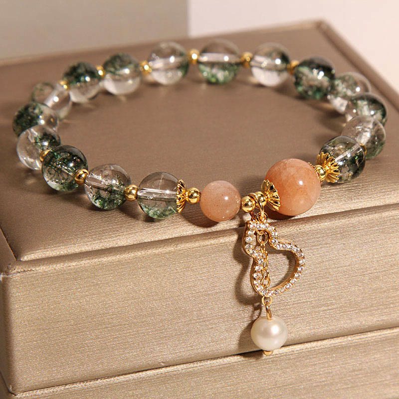 Bracelet de confiance en cristal fantôme vert pour la croissance