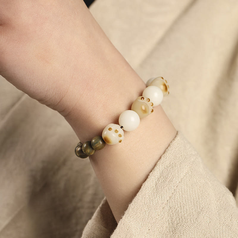 Bracelet de guérison unisexe en bois de santal vert et graines de Bodhi, perles de 8 mm