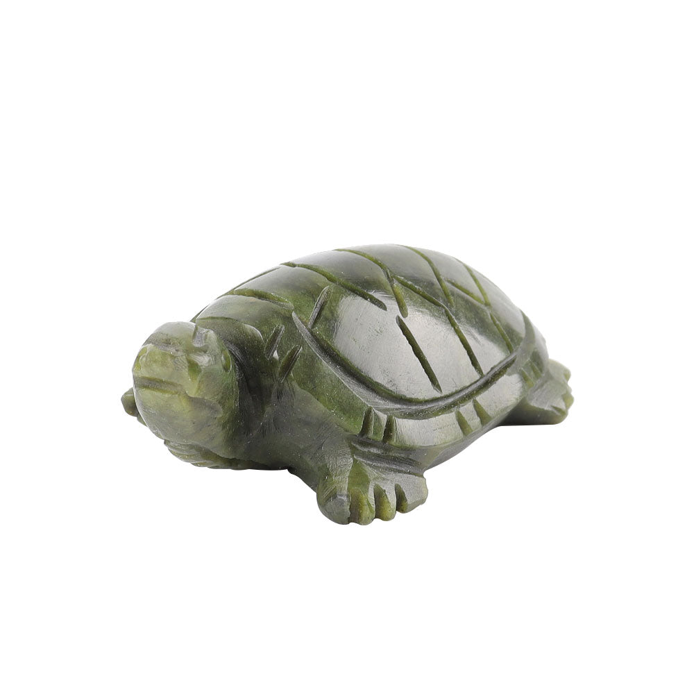 Figurine en cristal sculptée de tortue serpentine verte de 4,8 cm