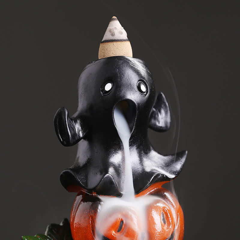 Brûleur d'encens à reflux en résine en forme de citrouille d'Halloween