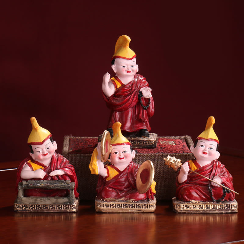 Figurines de lamas tibétains peintes à la main | Statues spirituelles en résine