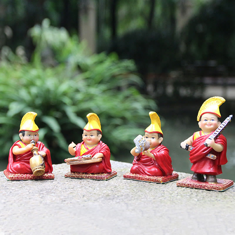 Figurines de lamas tibétains peintes à la main | Statues spirituelles en résine