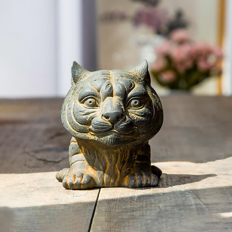 Statue spirituelle en poudre de fer de tigre faite à la main de 9 cm