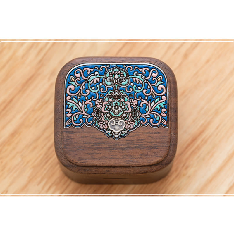 Boîte de rangement pour bagues et bijoux en bois de noyer noir faite à la main