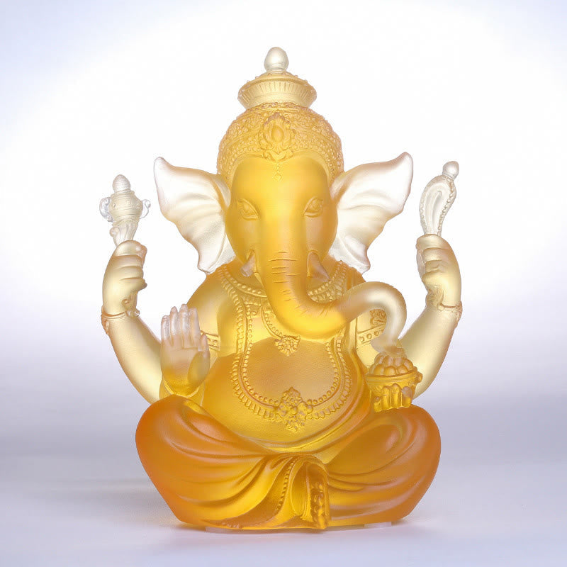Statue de Ganesh en cristal Liuli faite à la main 11,5 cm Protection Art