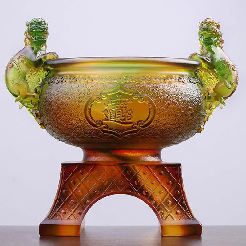 Bol au trésor en cristal PiXiu de Liuli fait à la main, pièce d'art