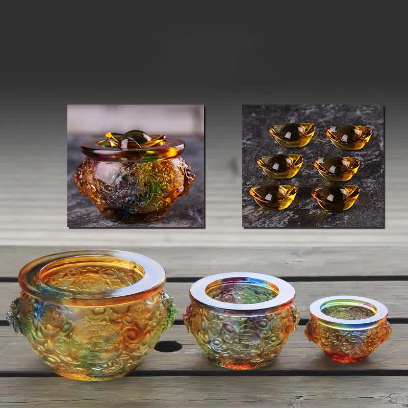 Bol en cristal Liuli fait main pour décoration d'intérieur zen