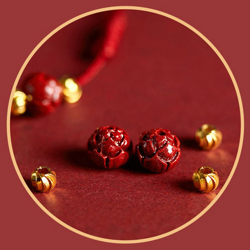 Bracelet de bénédiction fait main en cinabre et lotus avec boucle de paix