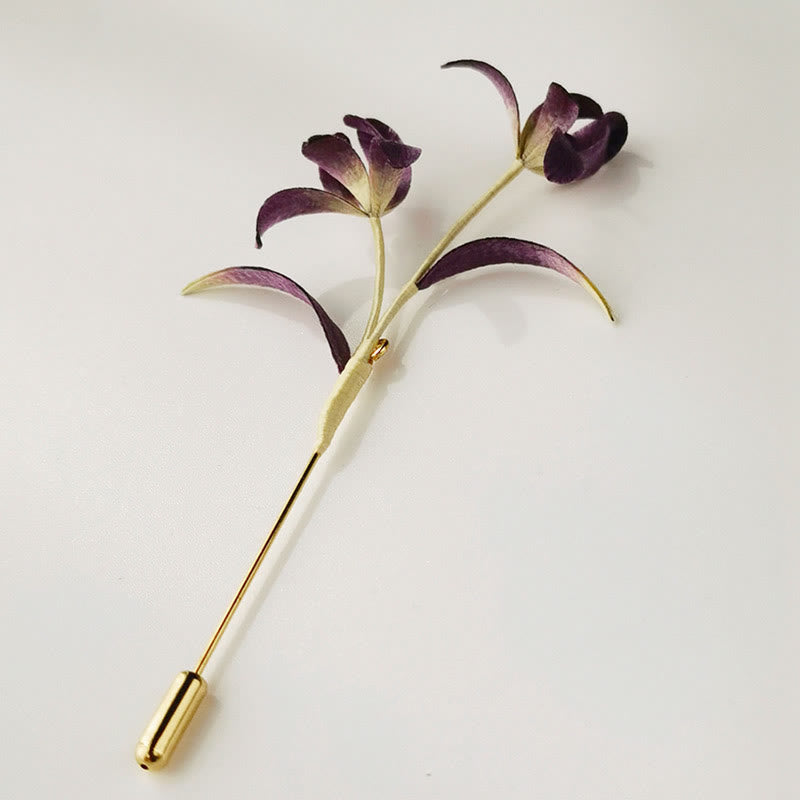 Broche en soie de mûrier faite à la main en forme de fleur d'orchidée pour une élégance spirituelle