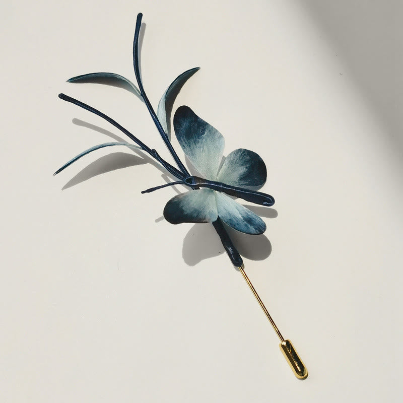 Épingle à cheveux en velours de soie de mûrier faite à la main avec fleur et papillon