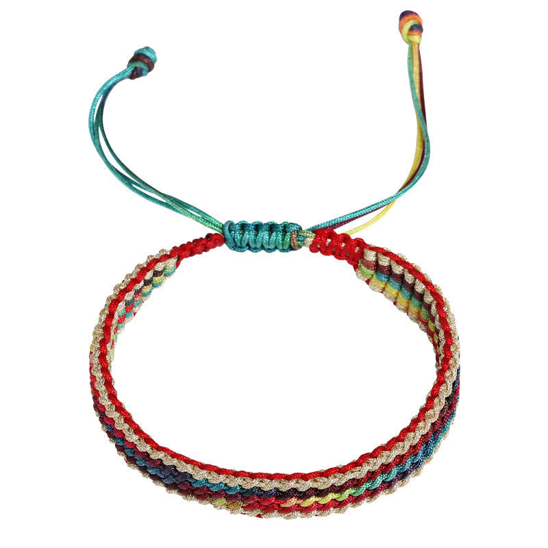 Bracelet en fil rouge multicolore fait main pour la protection et la chance