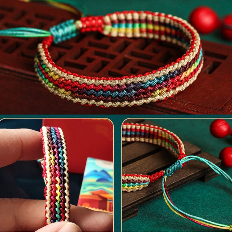Bracelet en fil rouge multicolore fait main pour la protection et la chance