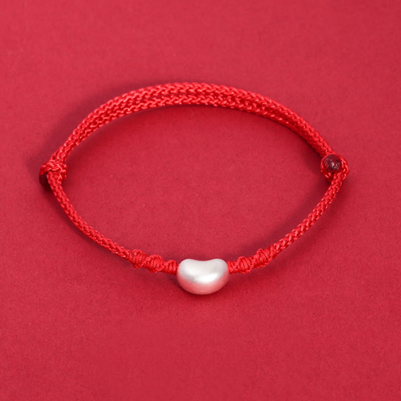 Bracelet en fil rouge fait main en argent sterling 999, symbole de chance