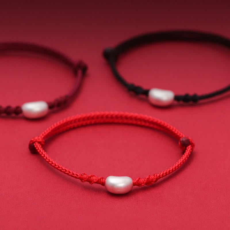 Bracelet en fil rouge fait main en argent sterling 999, symbole de chance