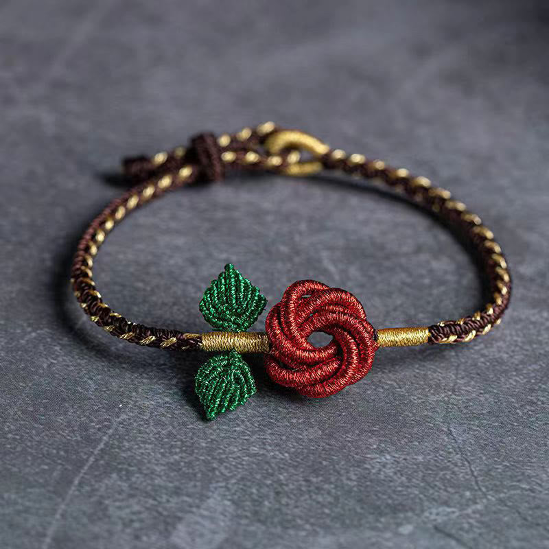Bracelet en fil rouge fait main avec un nœud de paix à huit fils pour la chance