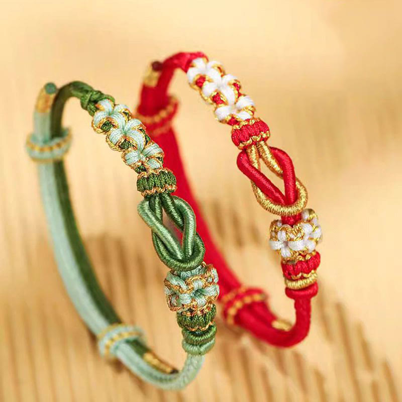 Bracelet en fil rouge fait main, protection du nœud de paix à huit fils