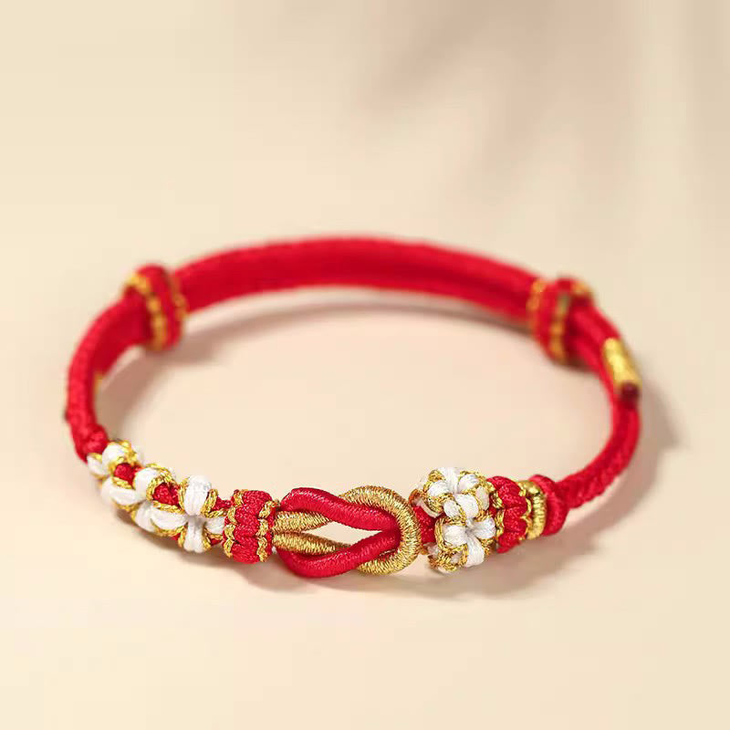 Bracelet en fil rouge fait main, protection du nœud de paix à huit fils
