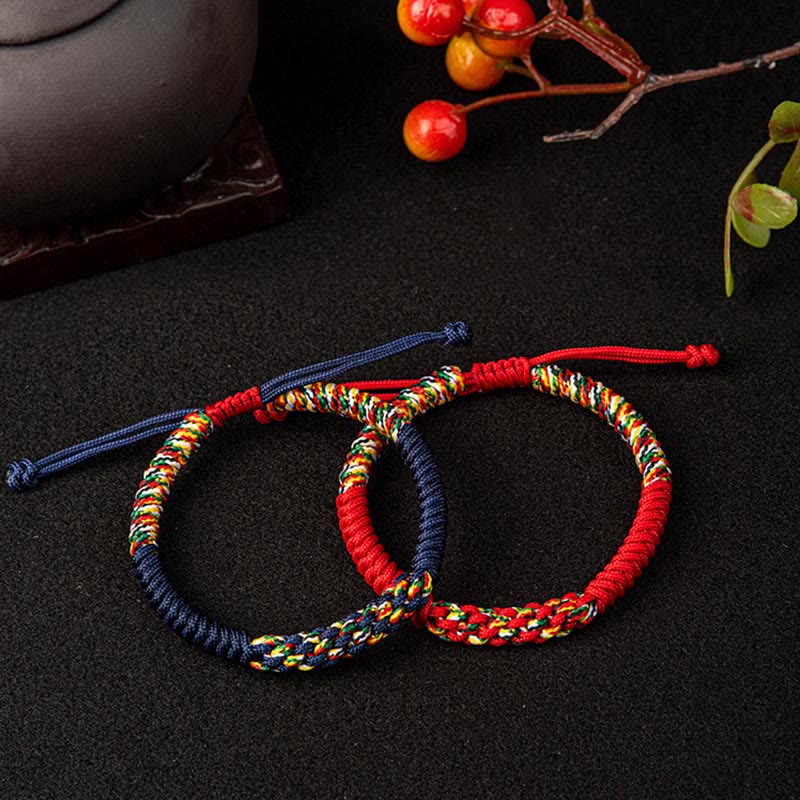 Bracelet en fil rouge fait main pour la protection et la chance, style tibétain