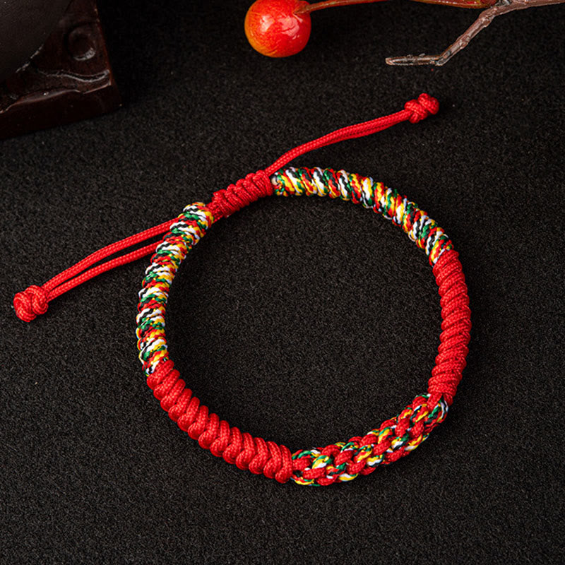 Bracelet en fil rouge fait main pour la protection et la chance, style tibétain