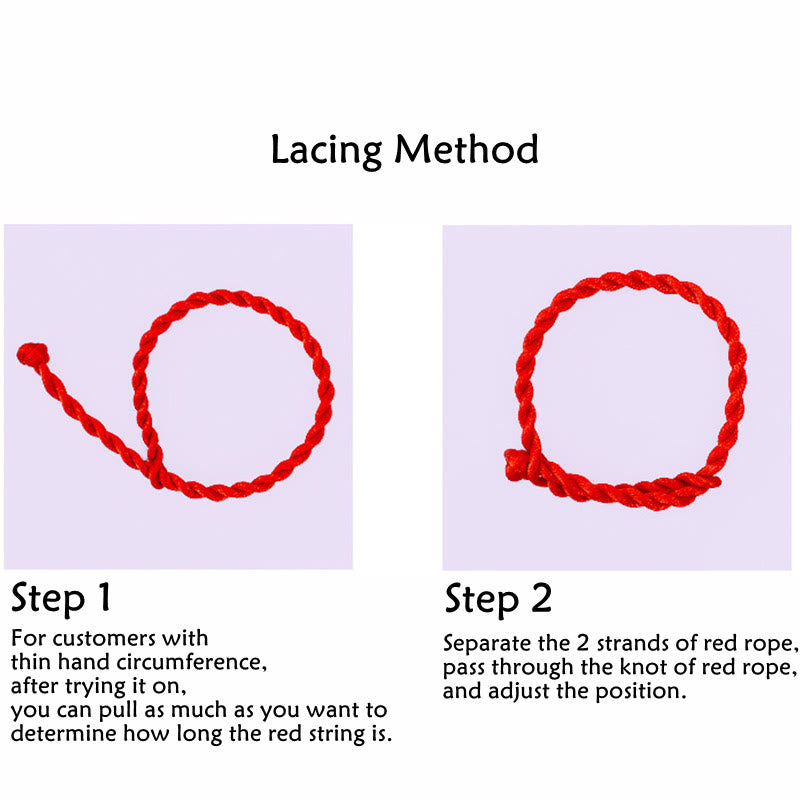 Bracelet fait main en fil rouge avec nœud de paix à huit fils