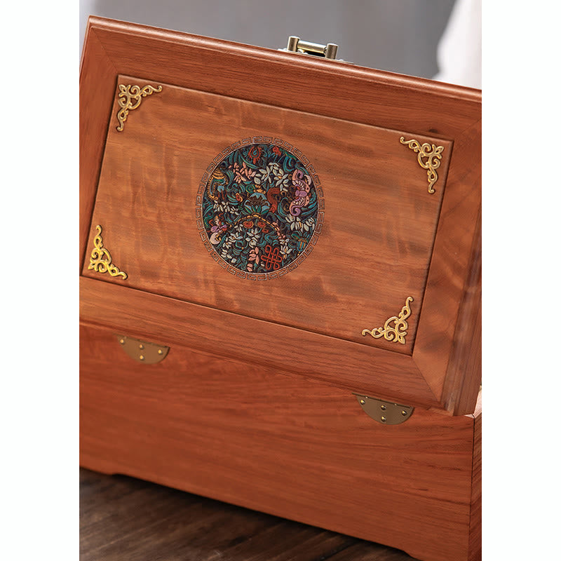 Coffret à bijoux en palissandre fait main, grande taille, verrouillable, 25,5 cm