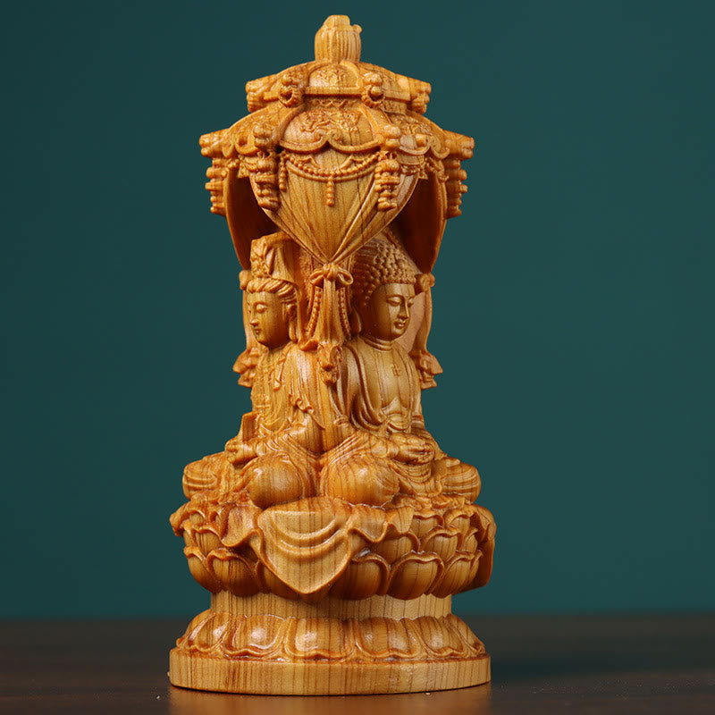 Statue de Bouddha en bois de thuya faite à la main pour éloigner les esprits