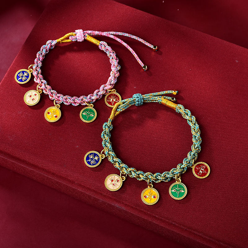 Bracelet spirituel tibétain fait main | Cinq dieux de la richesse