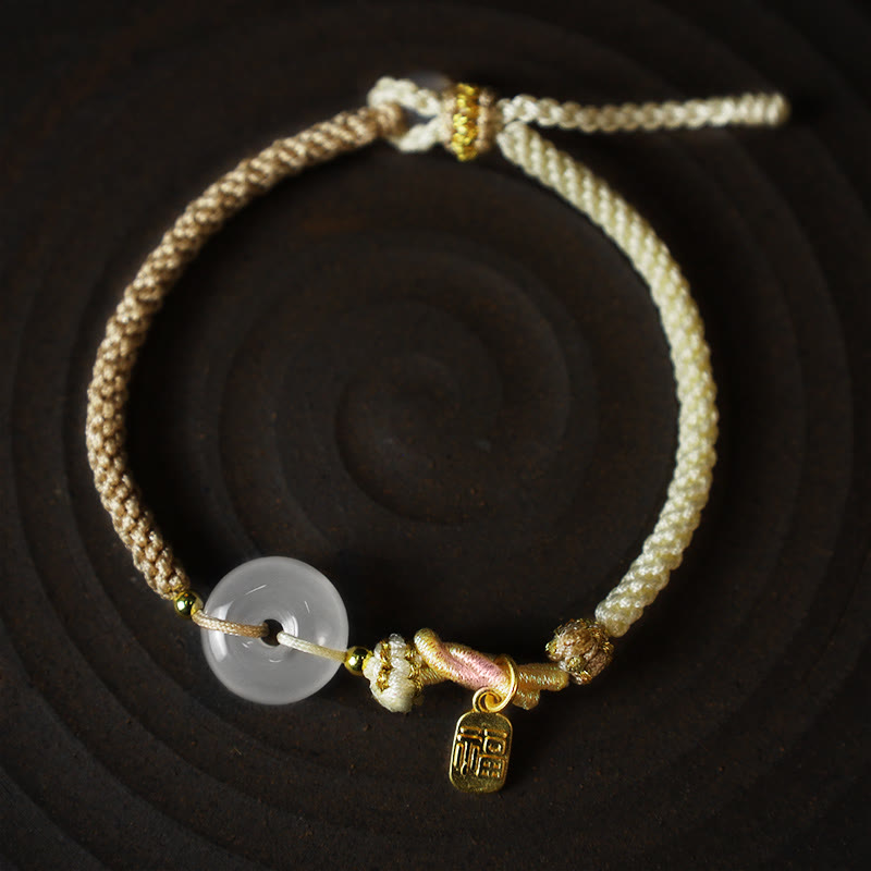 Bracelet de protection porte-bonheur en agate blanche fait main avec boucle de paix