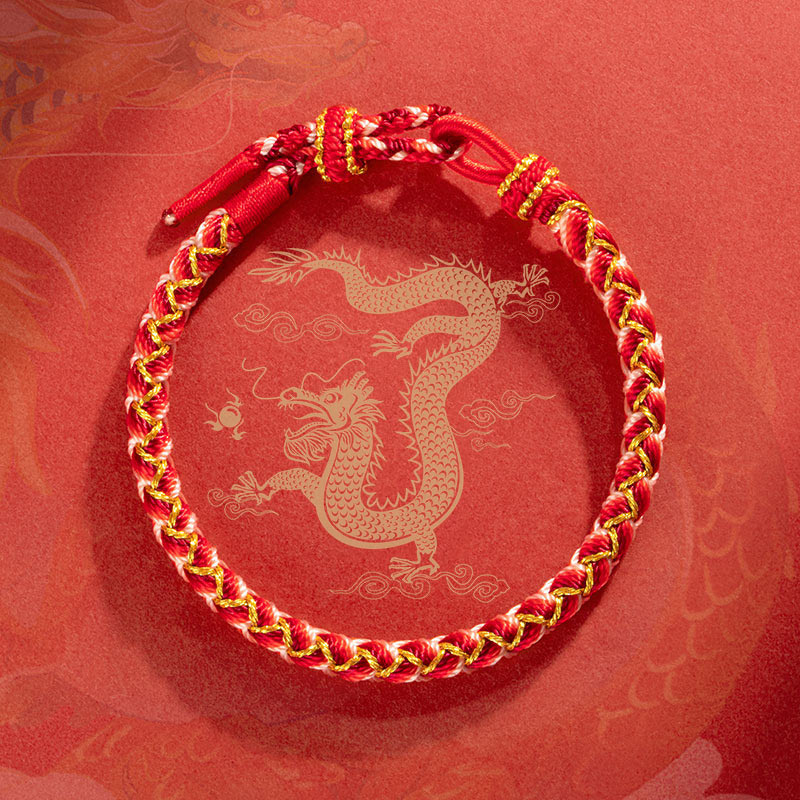 Bracelet de protection en fil rouge fait main Année du Dragon