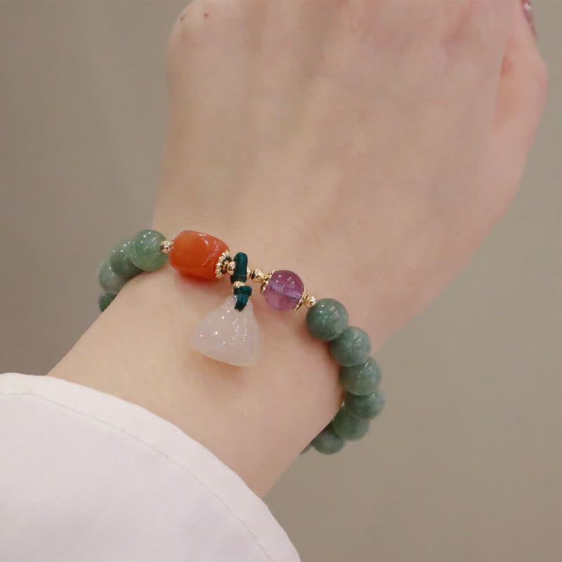 Bracelet de guérison en jade avec jade cyan et améthyste pour l'harmonie