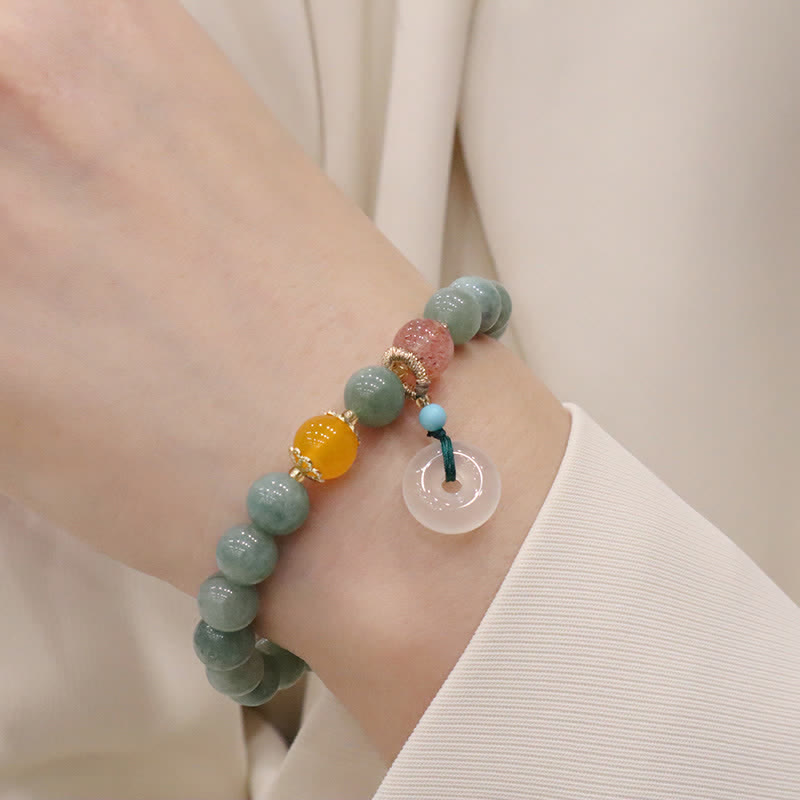 Bracelet de guérison en jade avec jade cyan et améthyste pour l'harmonie