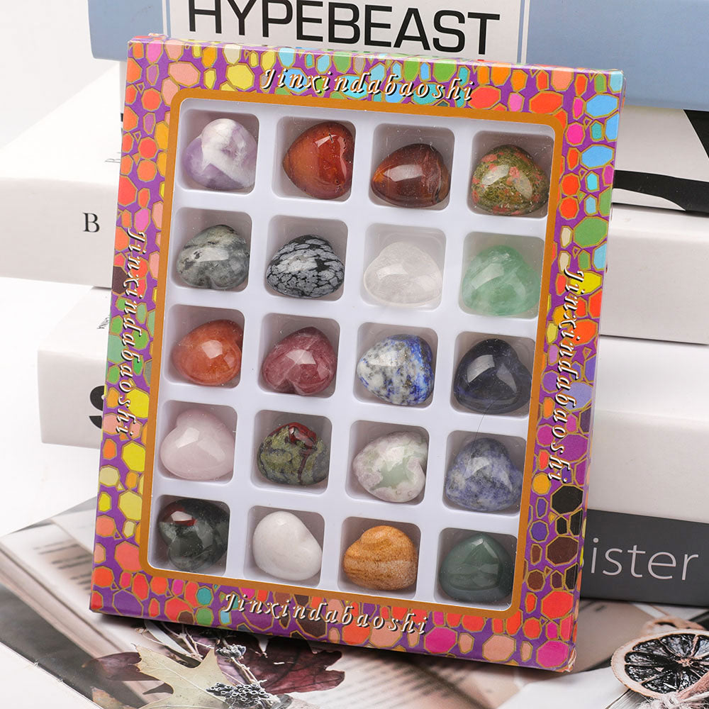 Coffret de collecte de pierres de palmier en forme de cœur pour la guérison