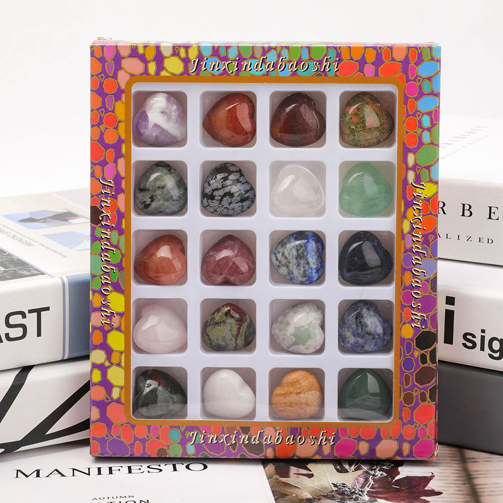 Coffret de collecte de pierres de palmier en forme de cœur pour la guérison