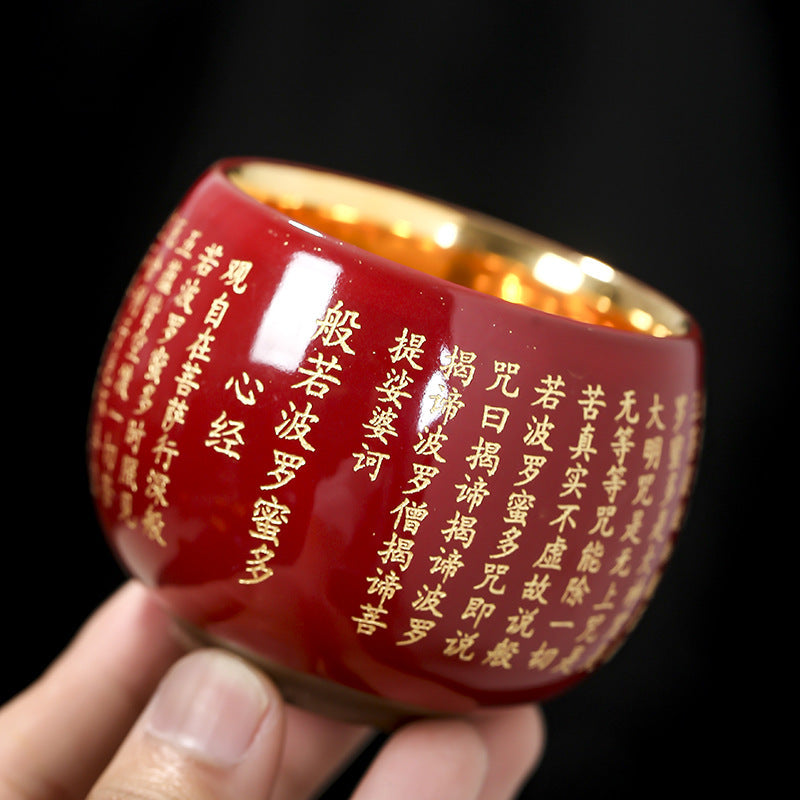 Tasse à thé de méditation en céramique Heart Sutra 130 ml Rouge ou Bleu