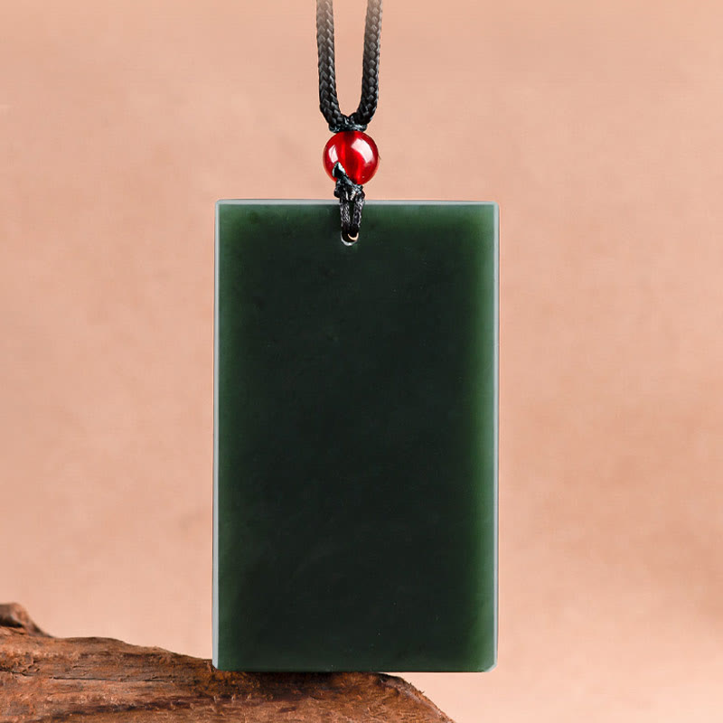 Collier pendentif dragon de jade cyan Hetian