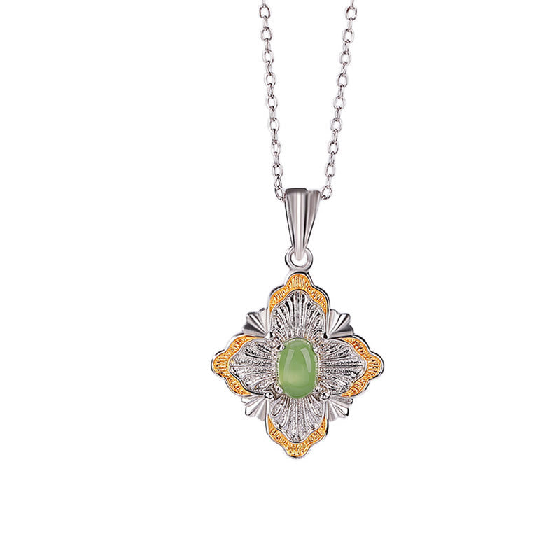 Collier en jade cyan Hetian en forme de losange pour la chance et la guérison