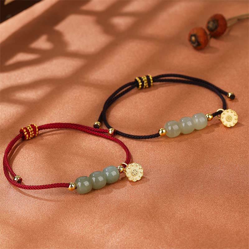 Bracelet en jade Hetian avec gousse de lotus pour la prospérité et la chance