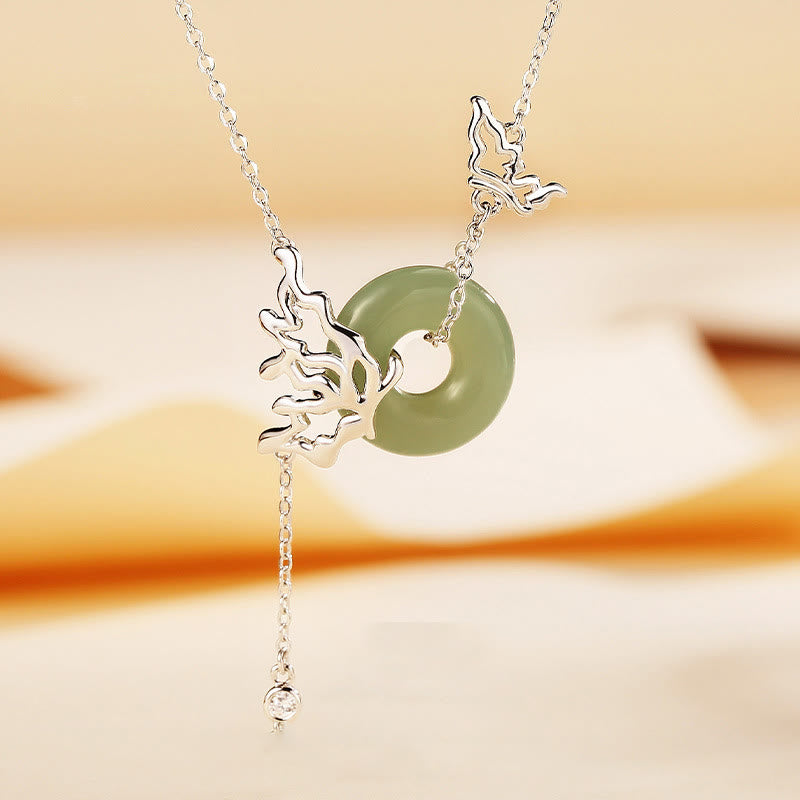 Collier d'abondance papillon en jade Hetian