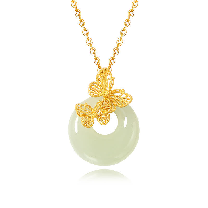 Collier pendentif papillon de prospérité en jade Hetian