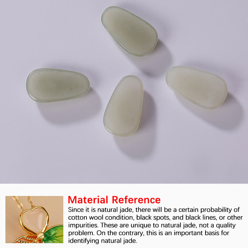 Ensemble collier et boucles d'oreilles trèfle porte-bonheur en jade Hetian