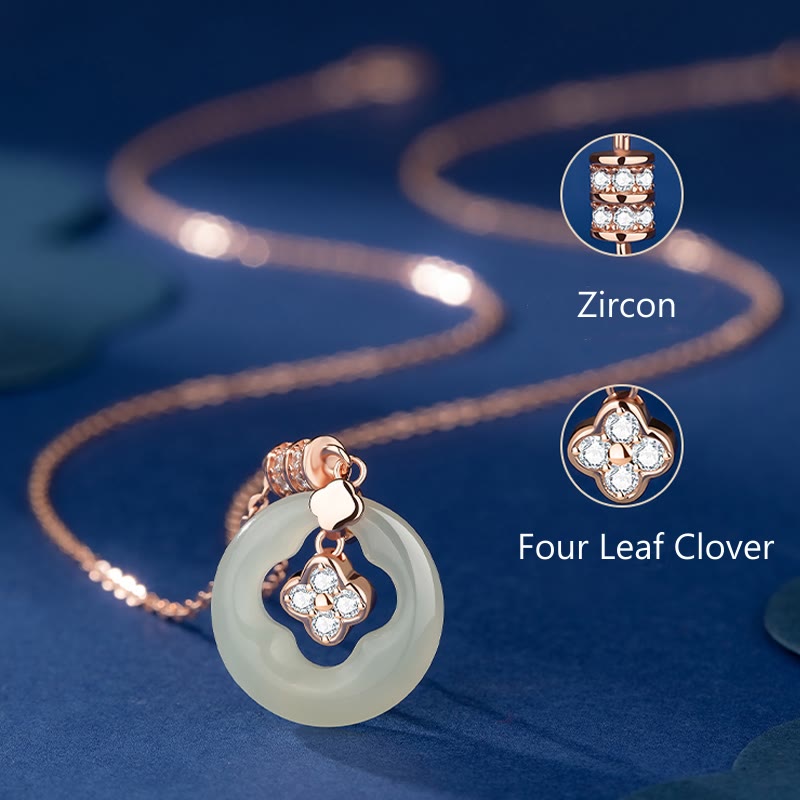 Collier porte-bonheur en jade Hetian avec trèfle à quatre feuilles pour la prospérité