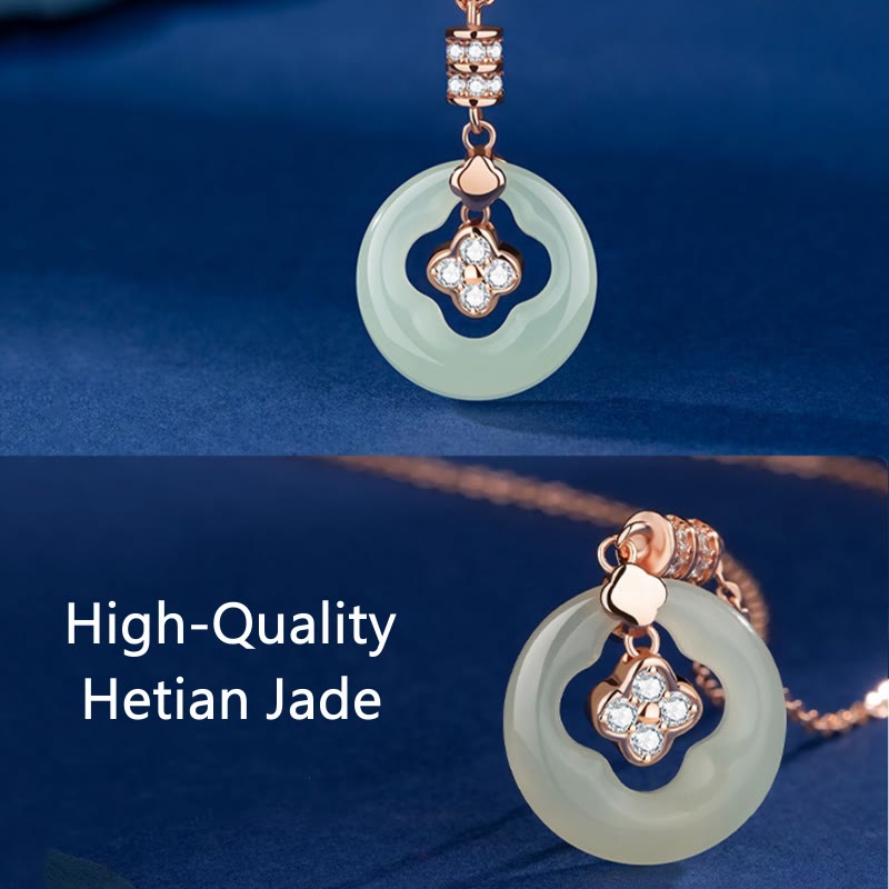 Collier porte-bonheur en jade Hetian avec trèfle à quatre feuilles pour la prospérité