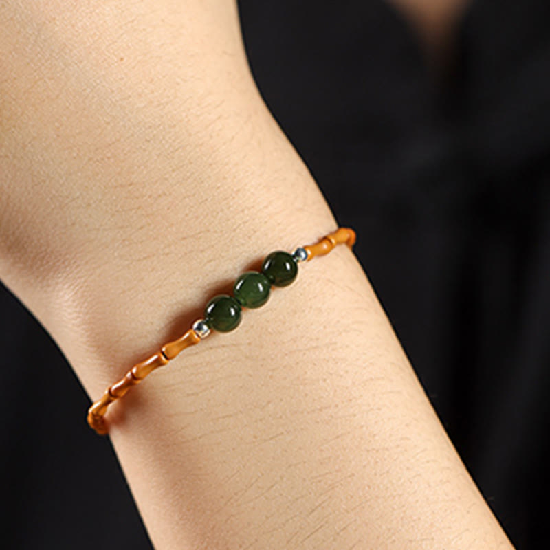 Bracelet porte-bonheur en jade Hetian et noyau d'olive, perles de 6 mm