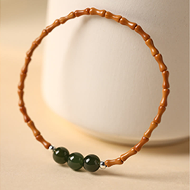 Bracelet porte-bonheur en jade Hetian et noyau d'olive, perles de 6 mm