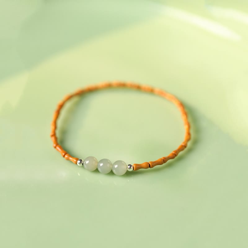 Bracelet porte-bonheur en jade Hetian et noyau d'olive, perles de 6 mm