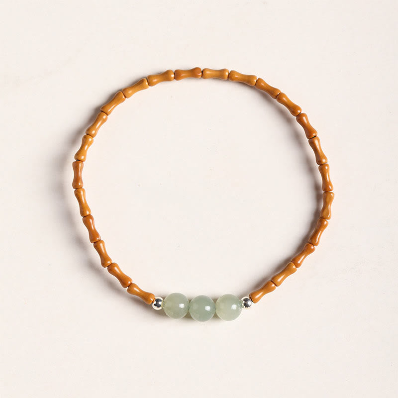 Bracelet porte-bonheur en jade Hetian et noyau d'olive, perles de 6 mm