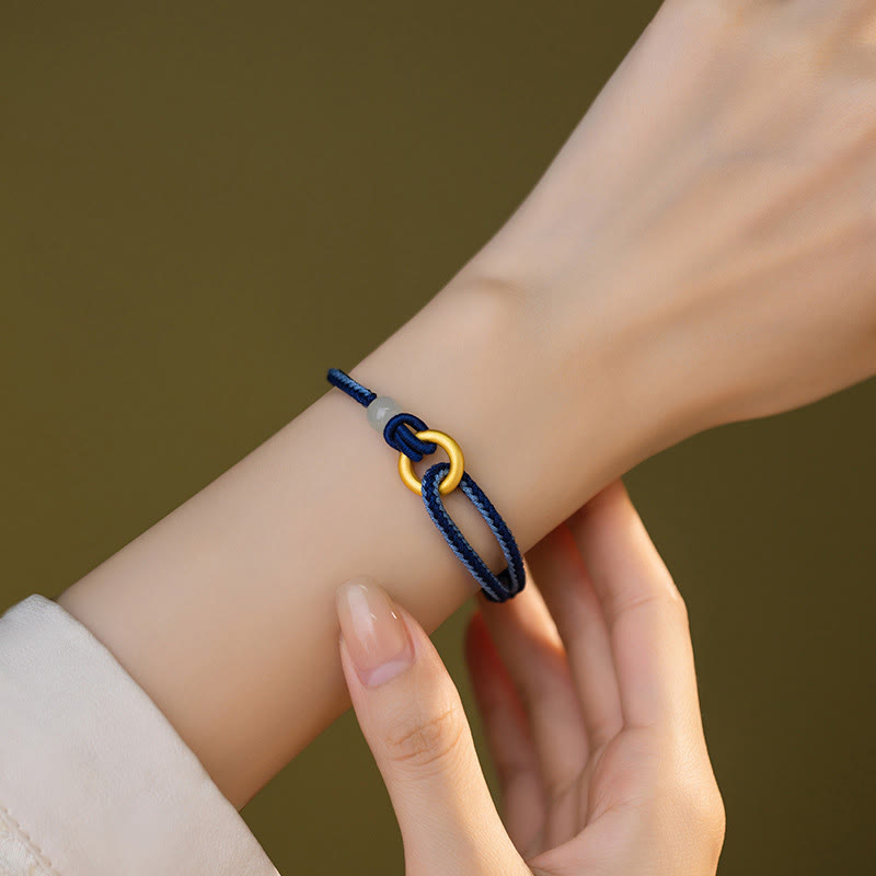 Bracelet boucle de paix en jade Hetian 14-18 cm | Argent sterling