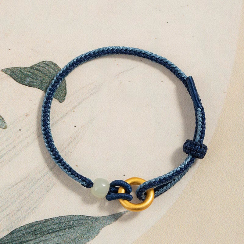 Bracelet boucle de paix en jade Hetian 14-18 cm | Argent sterling