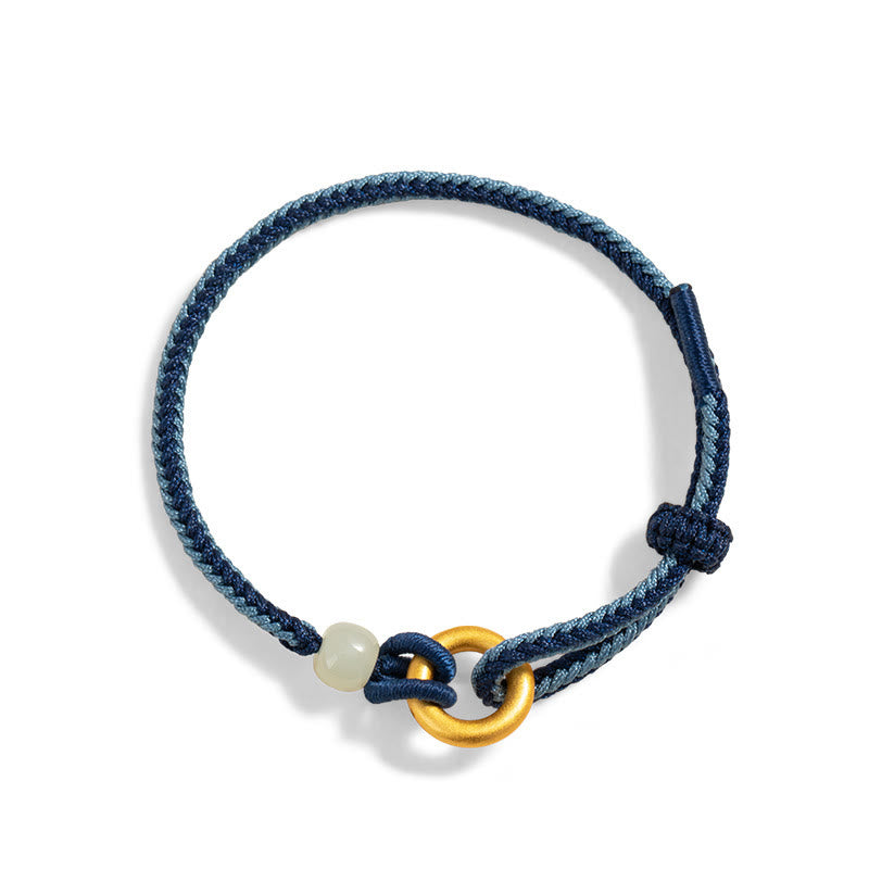 Bracelet boucle de paix en jade Hetian 14-18 cm | Argent sterling